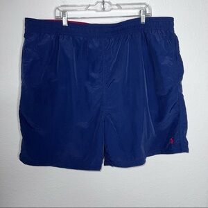 Polo Ralph Lauren Swim Shorts Trunks Men 2XL Blue Red Lined 2X 6" inseam H